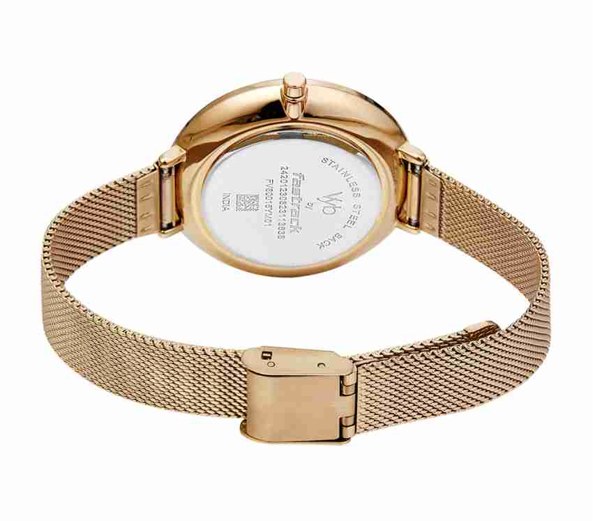 Fastrack Vyb Halo Black Dial Gold Strap Analog Watch For Women Buy Fastrack Vyb Halo Black Dial Gold Strap Analog Watch For Women FV60016YM01W Online at Best Prices in