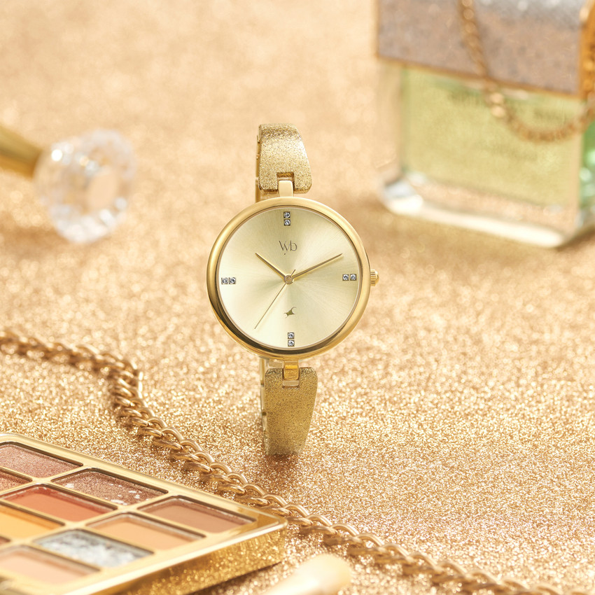 Fastrack golden watches for womens discount