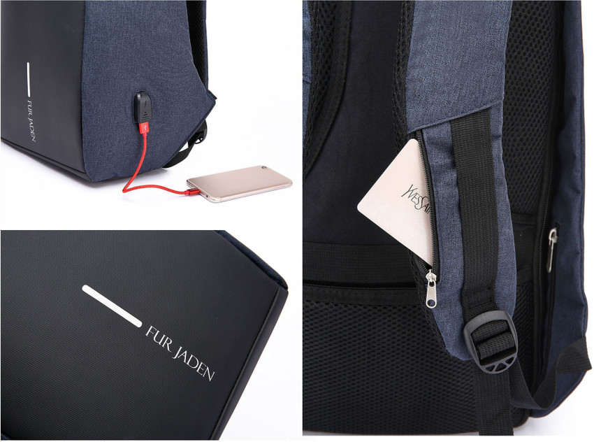 Fur jaden 15 ltrs navy anti theft waterproof backpack Clearance