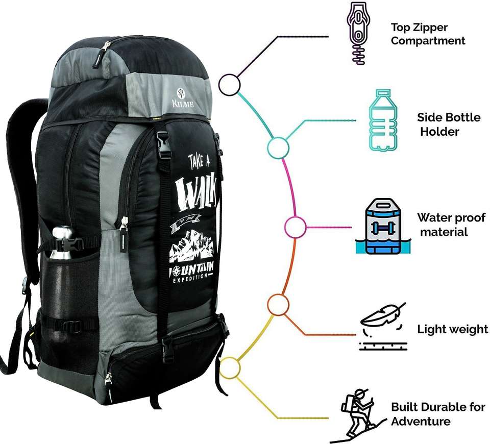 kilme Unisex Waterproof Backpack Rucksack for Hiking, Trekking & Travel ...