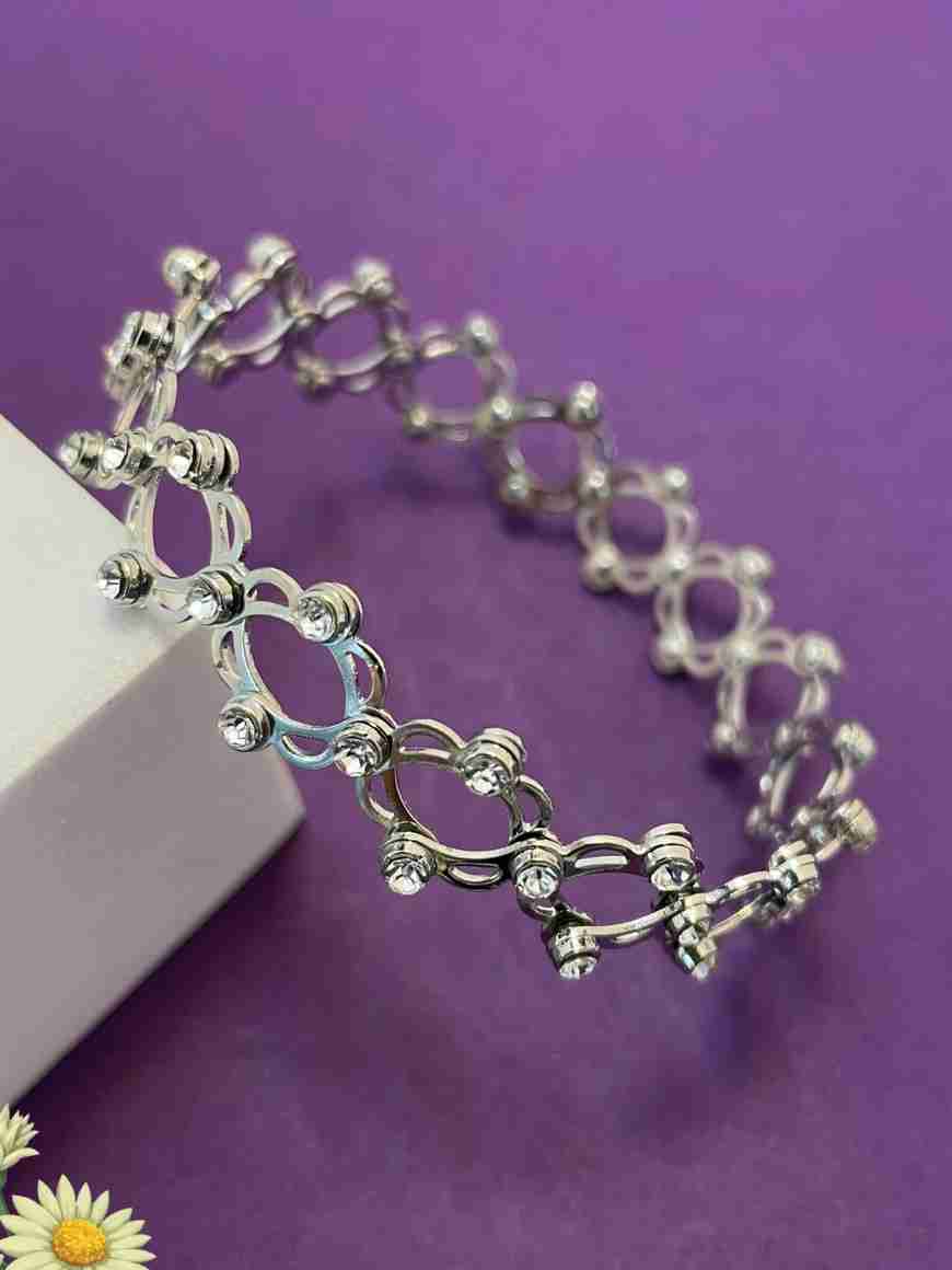 Metel Rigs KIVORA Stainless Steel Cubic Zirconia Ring Bracelet Price in India ...
