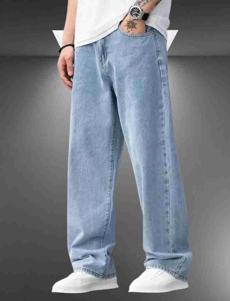 POKHINDA Men Flared Mid Rise Light Blue Jeans - Image 9