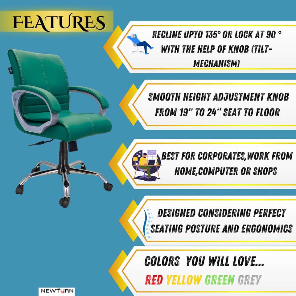 Chair Notifier Newturn MAXSON Mid back Work from home/Office/study/desk(WFH) Leather ...