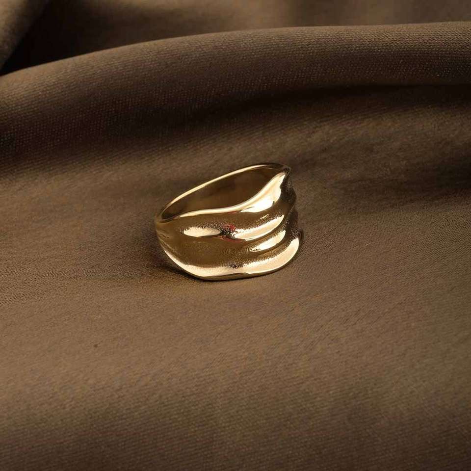 PALMONAS Stainless Steel Gold Plated Ring Price in India - Buy PALMONAS ...