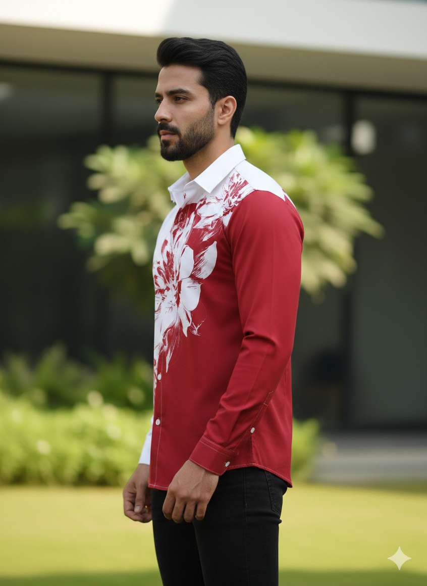 Solid Red Key Card Elvic Men Floral Print Casual Red, White Shirt - Buy Elvic Men Floral ...