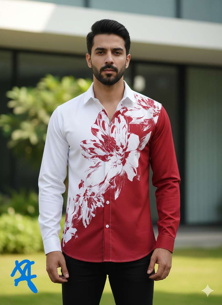 Solid Red Key Card Elvic Men Floral Print Casual Red, White Shirt - Buy Elvic Men Floral ...