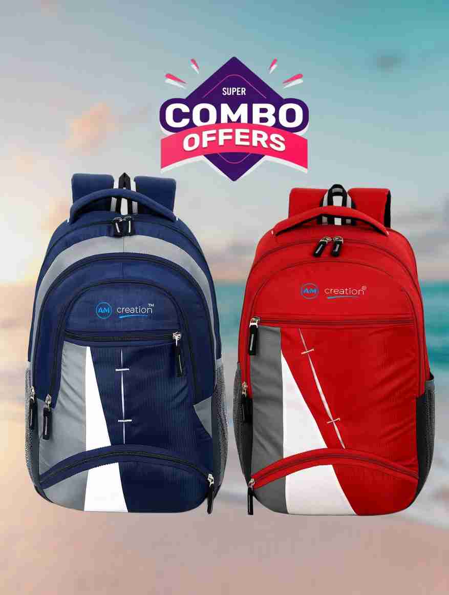 Red Plus Sign Icon AM Creation Unisex WaterProof Laptop Backpack Bags combo Pack 35 L ...