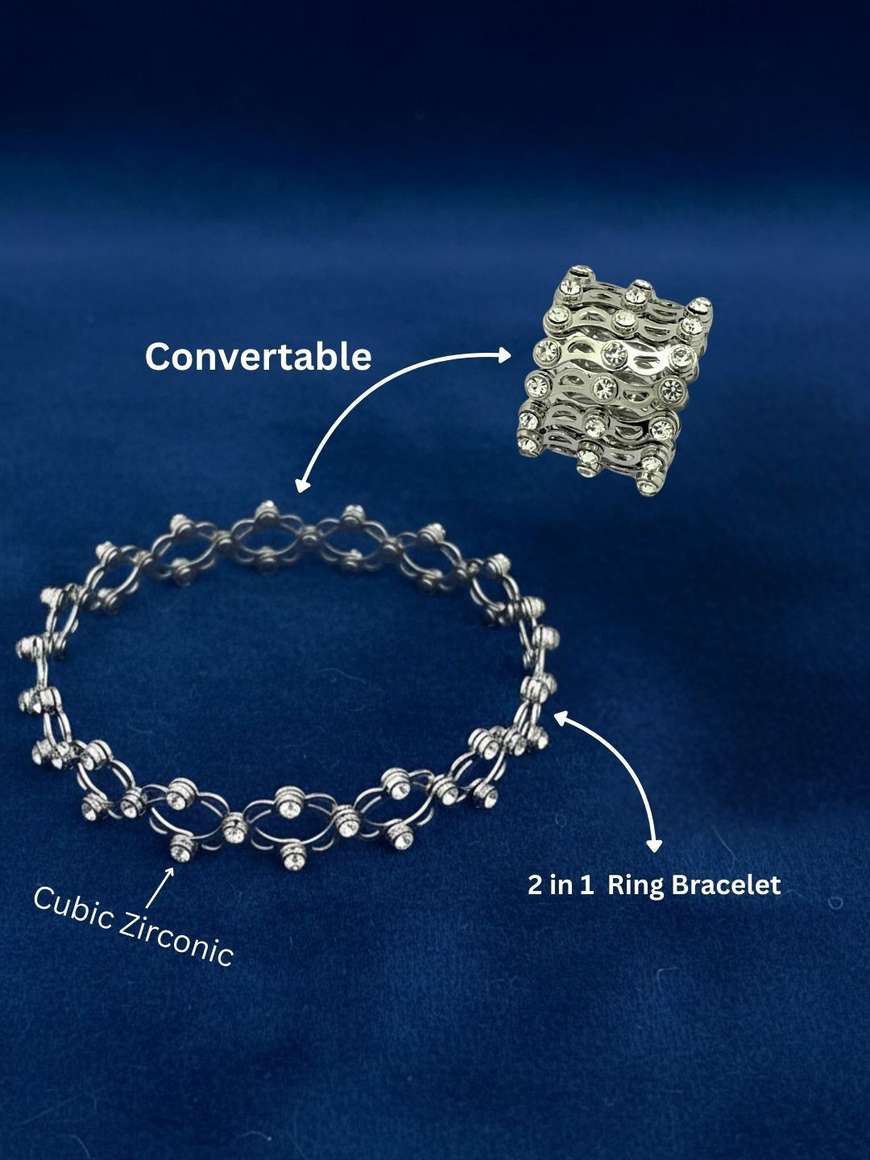 Metel Rigs KIVORA Stainless Steel Cubic Zirconia Ring Bracelet Price in India ...