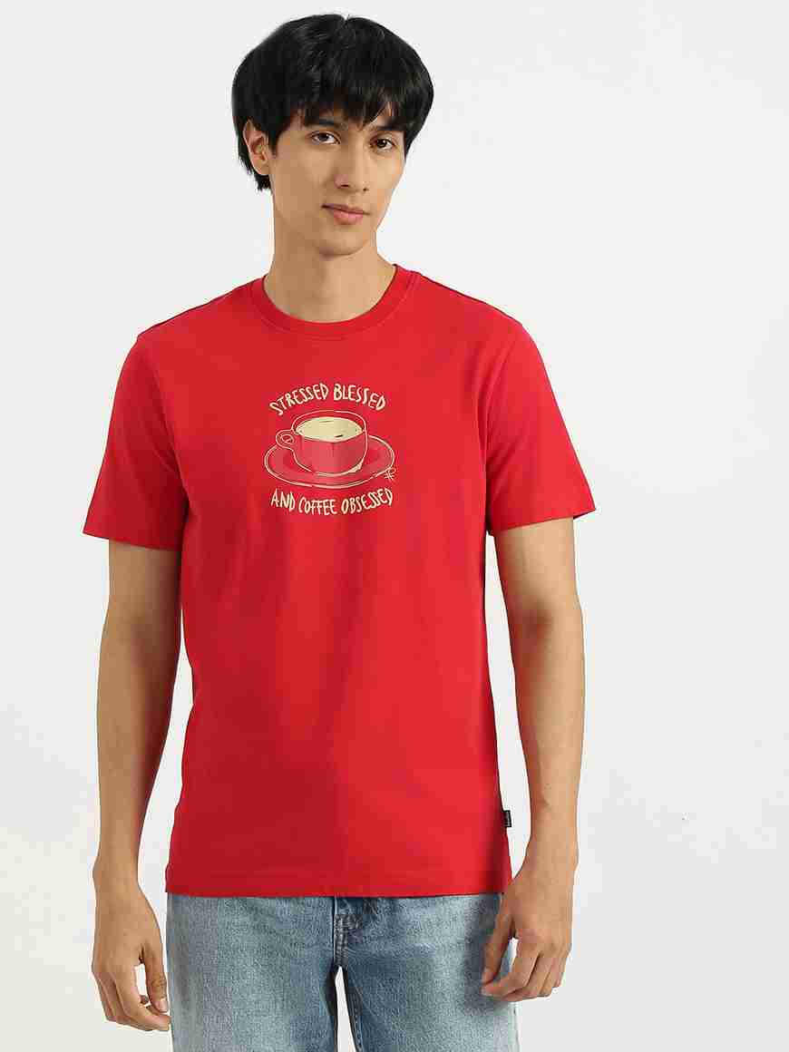 United Colors of Benetton Graphic Print Men Round Neck Red T-Shirt ...