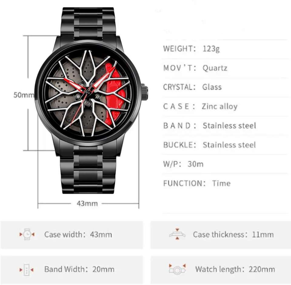 Wheel Rotation Watch SHEEEN Spinning car wheel rotating gyro wrist watch Car wheel watch ...