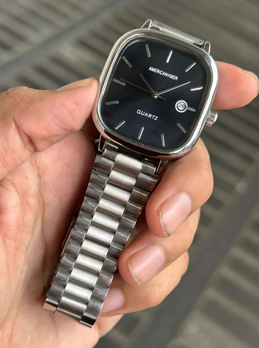 Americanviber AVM0031 AMERICANVIBER® | Black Chain Watch with Date ...
