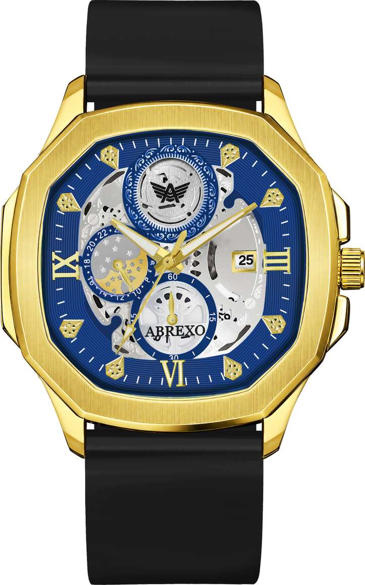 ABREXO Abx830011 GD Blue Dial Black Strap Series I Gold I Blue Dial I ...