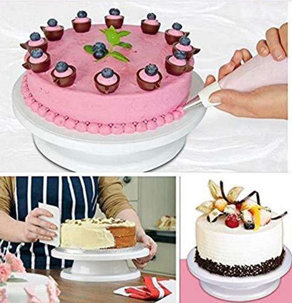 FIVANIO Round Shape Cakes Turntable Rotating Cake Decoration Stand ...