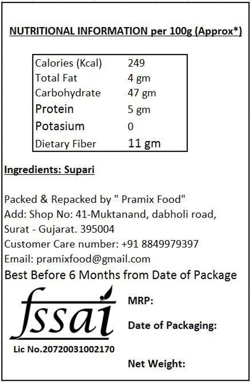 Pramix Whole Areca nut (Betel Nut or Supari) 250 gm Price in India ...