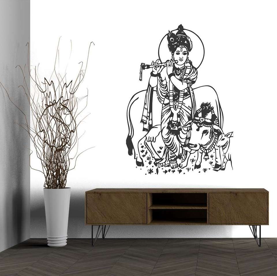wallpics 30 cm Lord krishna religious Self Adhesive Decorative Wall ...