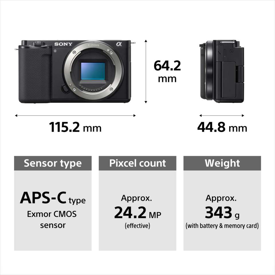 SONY Alpha ZV-E10L Mirrorless Camera Body with 1650 mm Zoom Lens Vlog ...