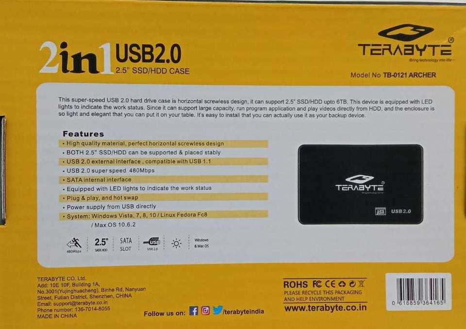 Shock Drive TERABYTE Screwless Laptop Casing 2.5