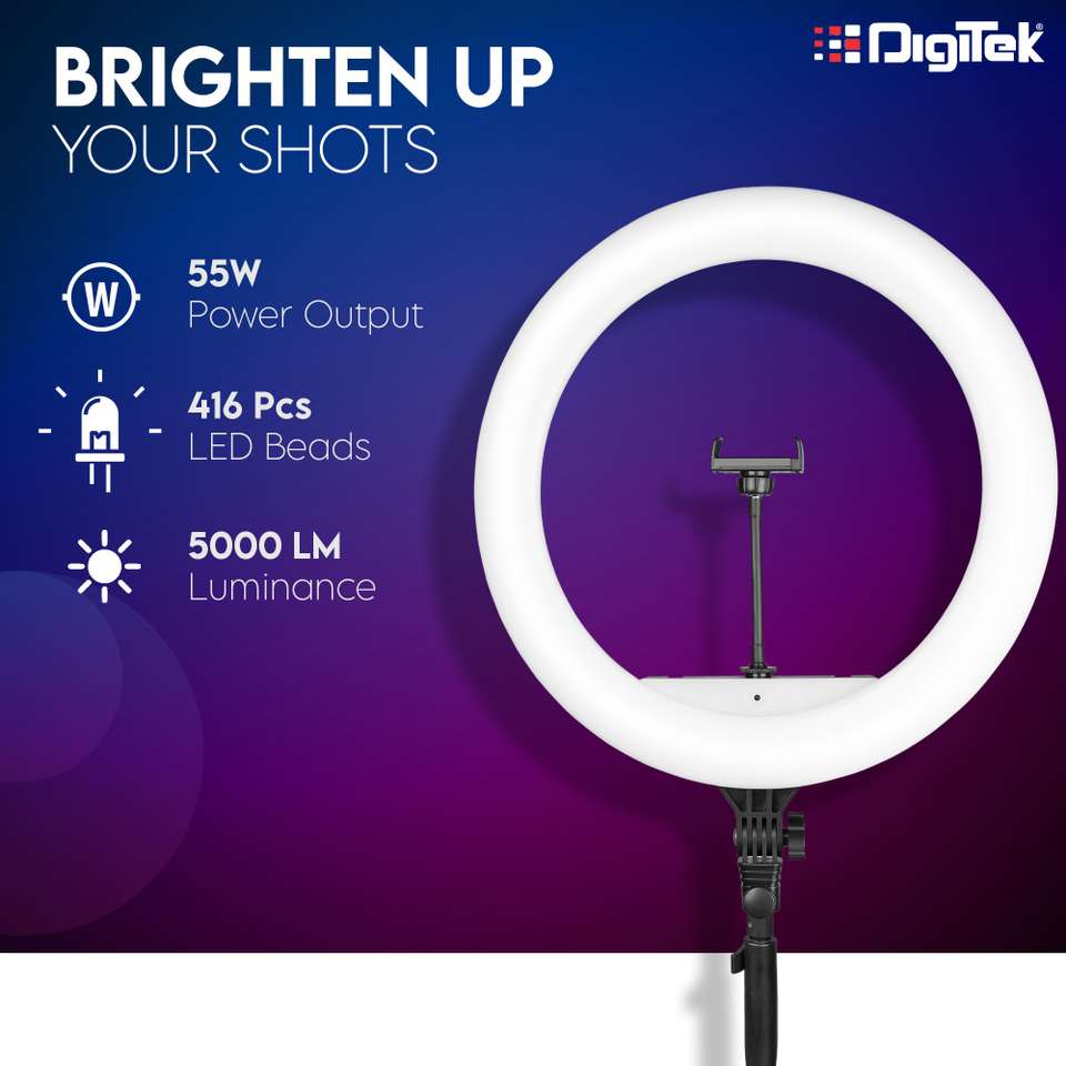 DIGITEK Professional 19 inch big LED Ring Light with Remote & 2 color ...