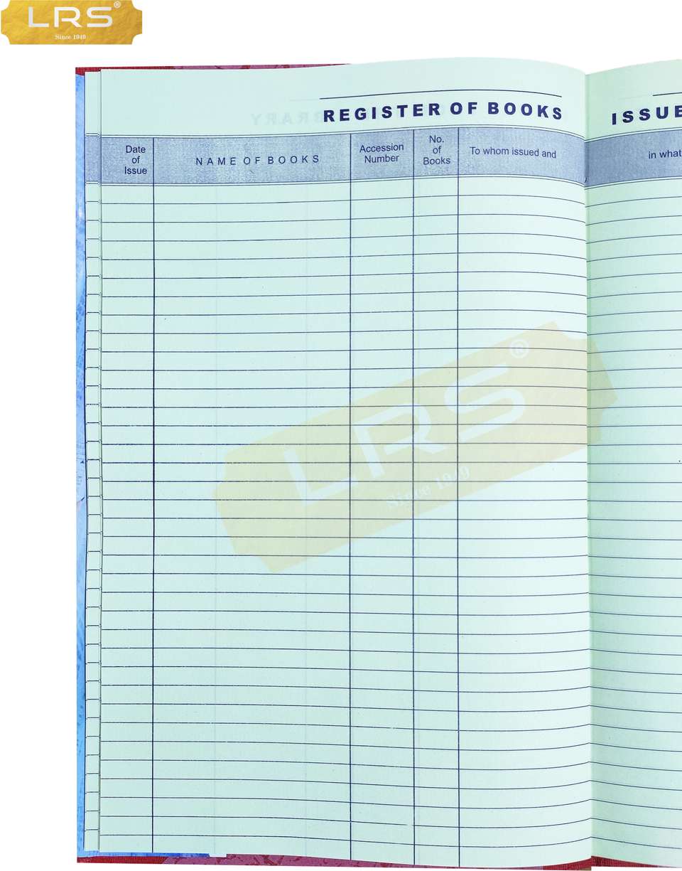 LRS Library Book Issue Register - 38 Pages - 35 Entries Per page - 1 ...