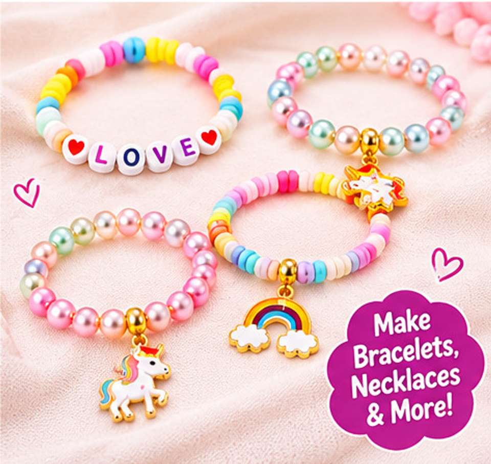 Kyanah DIY Bead Jewellery Making Kit for Kids, Bracelet Necklace Set ...