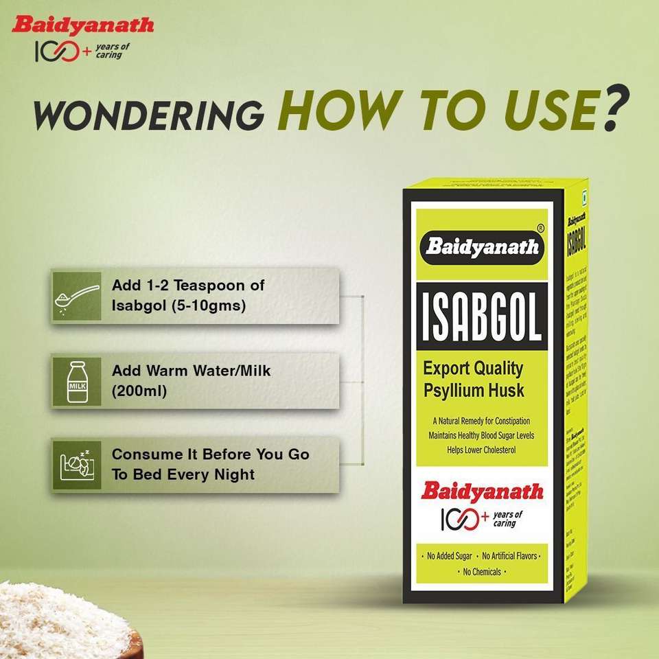 Isbghol Baidyanath Isabgol Psyllium Husk Daily Fiber for Gut Health & Digestion ...