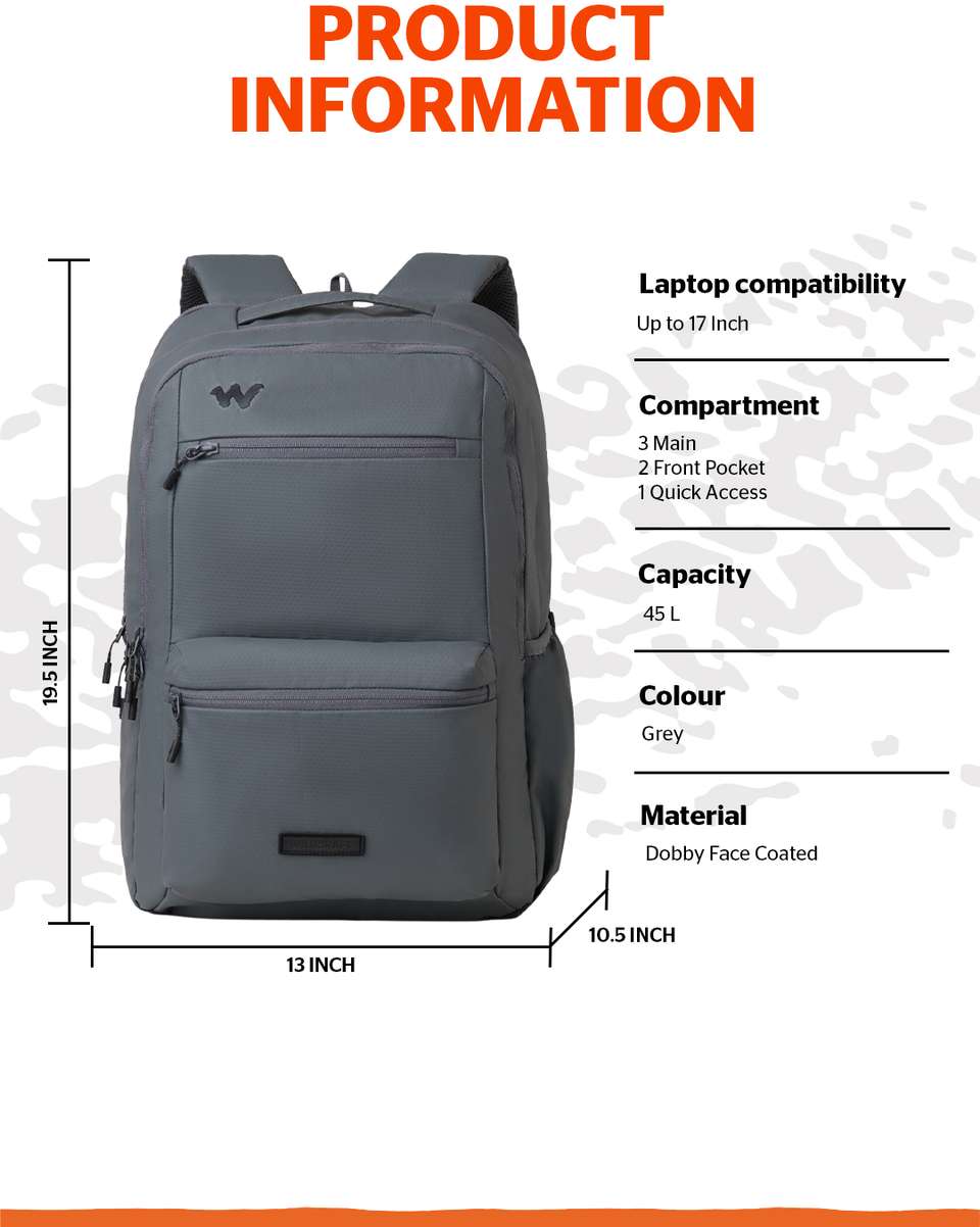 Wildcraft Ranger 45 45 L Laptop Backpack Grey - Price in India ...
