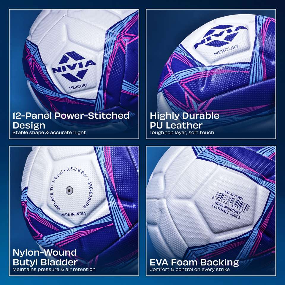 Nivia Design NIVIA Mercury, 12 Panel Design, PU Leather, Power Stitched, Soccer ...