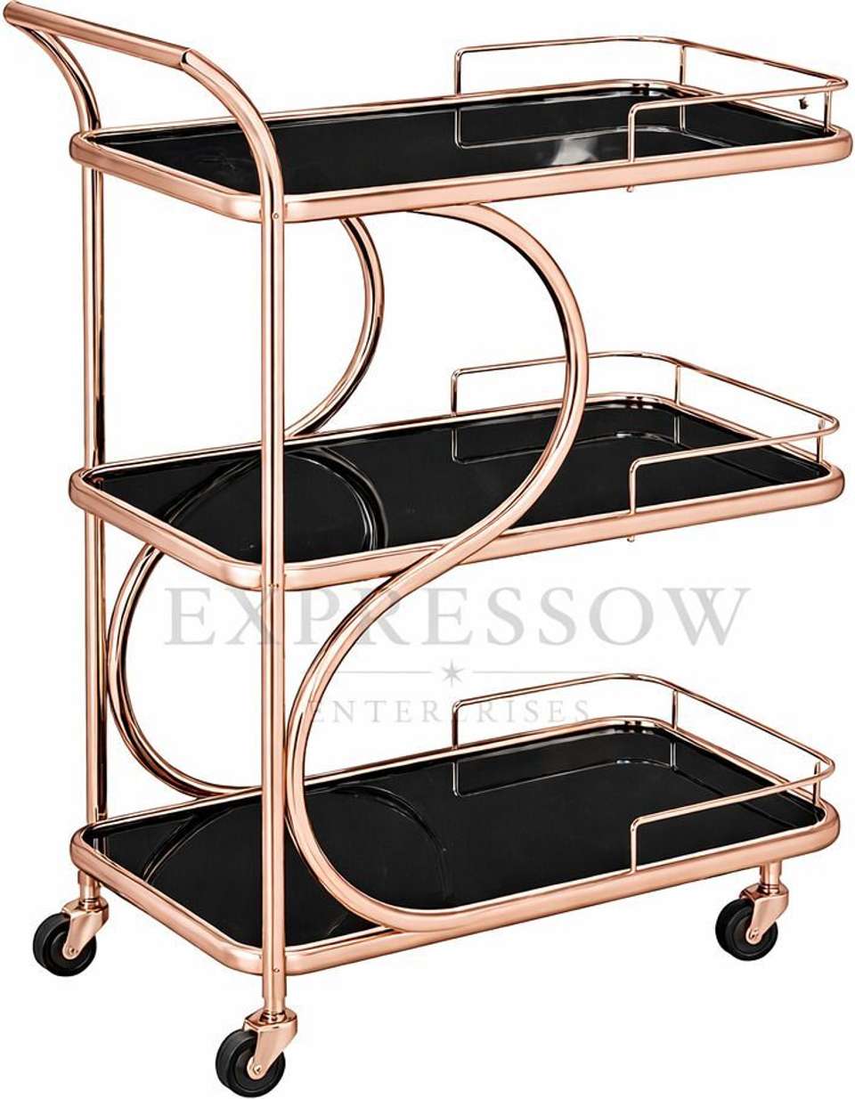 Expressow Enterprises Luxury Metal Bar Trolley with Wheels | Modern