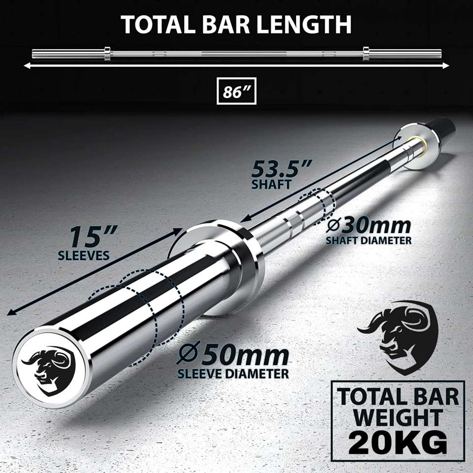 Powerlifter Rod BULLAR Olympic barbell rod 7 Ft 20 kg powerlifting and weight lifting ...