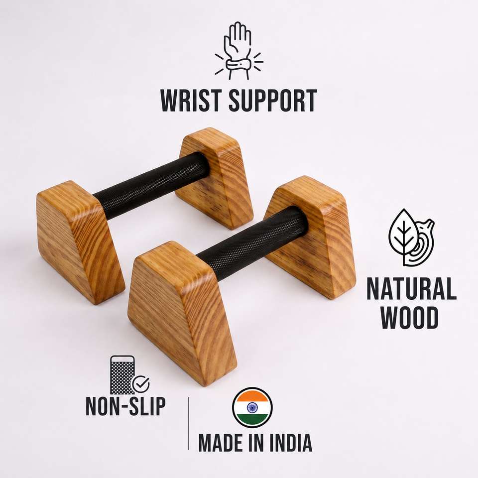 Parallel Stands Max Fit Push Up Stand Wooden with Non Slip for Exercise Home Gym ...