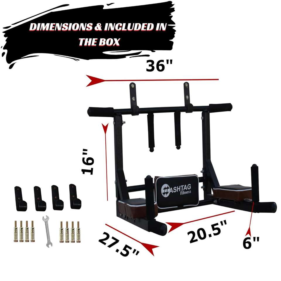 Bar For Exercise HASHTAG FITNESS Wall mount pull up bar, 3 in 1 Dip Station - Buy ...