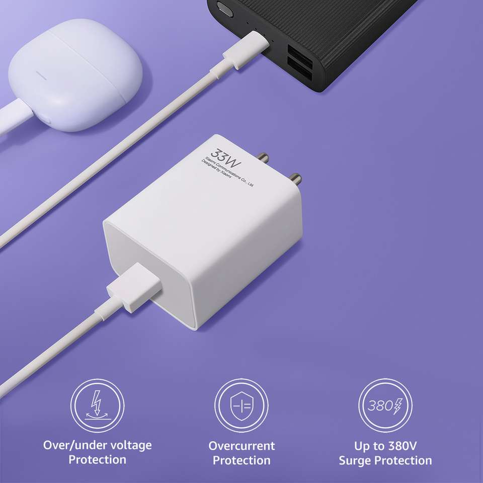XIAOMI 33 W SonicCharge 3 A Single Port Mobile Charger with Detachable ...