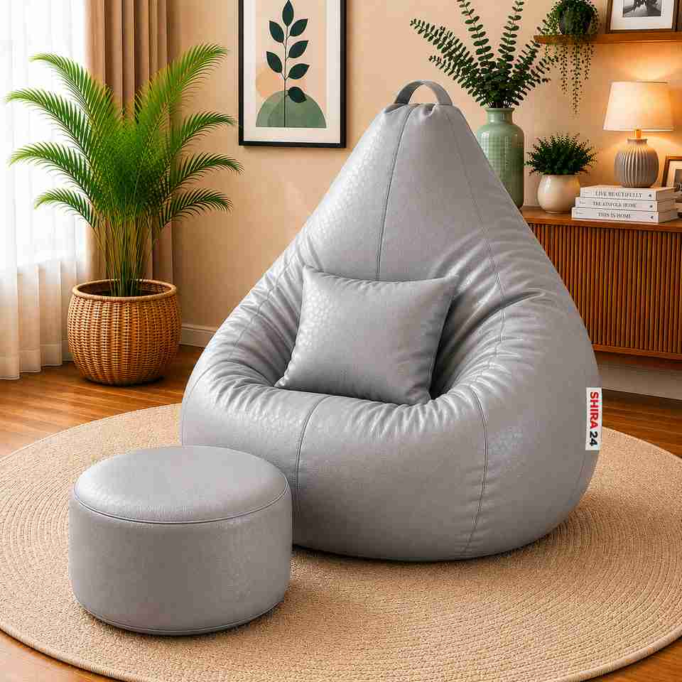 SHIRA 24 5XL Tear Drop Bean Bag Cover, Grey - Image 6