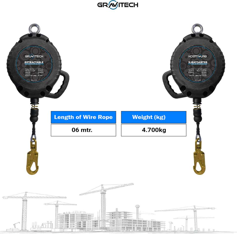 GRAVITECH GI‑RFA Retractable Fall Arrester Block,High‑Impact Polymer ...