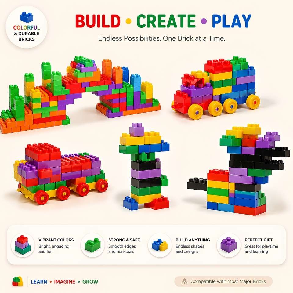 Be bright Building Blocks Set for Kids Blocks for Boys & Girls Age 3 ...
