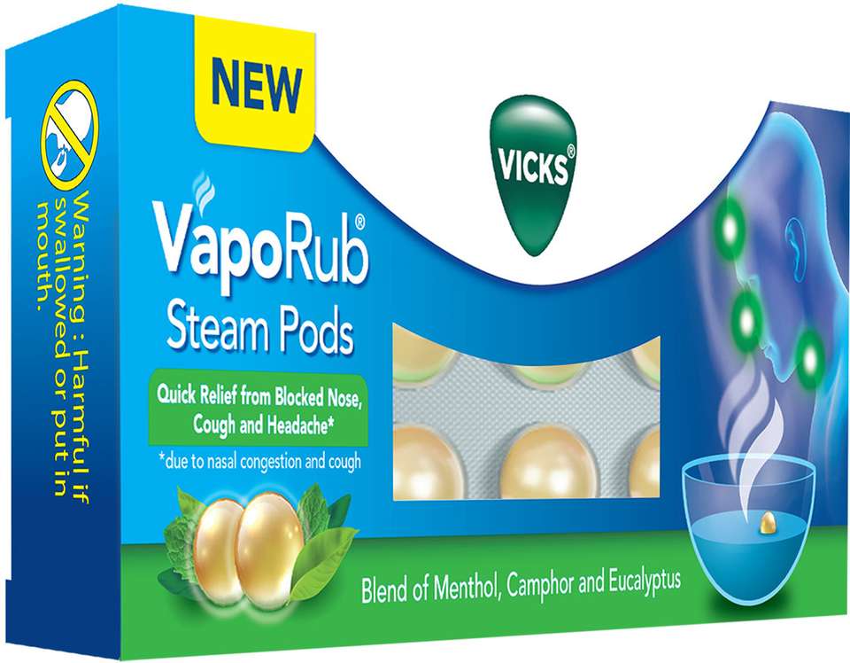 VICKS VapoRub SteamPods 10s, For Steam Inhalation, Quick relief from ...