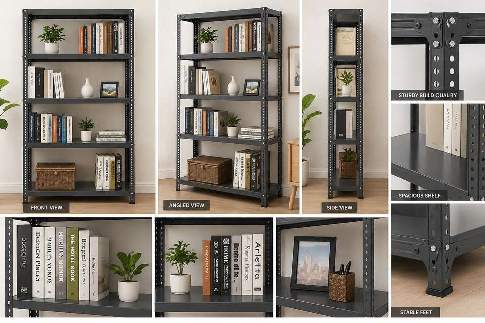 Metal Book Storage Rack Spacious 5 Tier Metal Book Shelf Heavy Duty Iron Storage Rack Metal ...