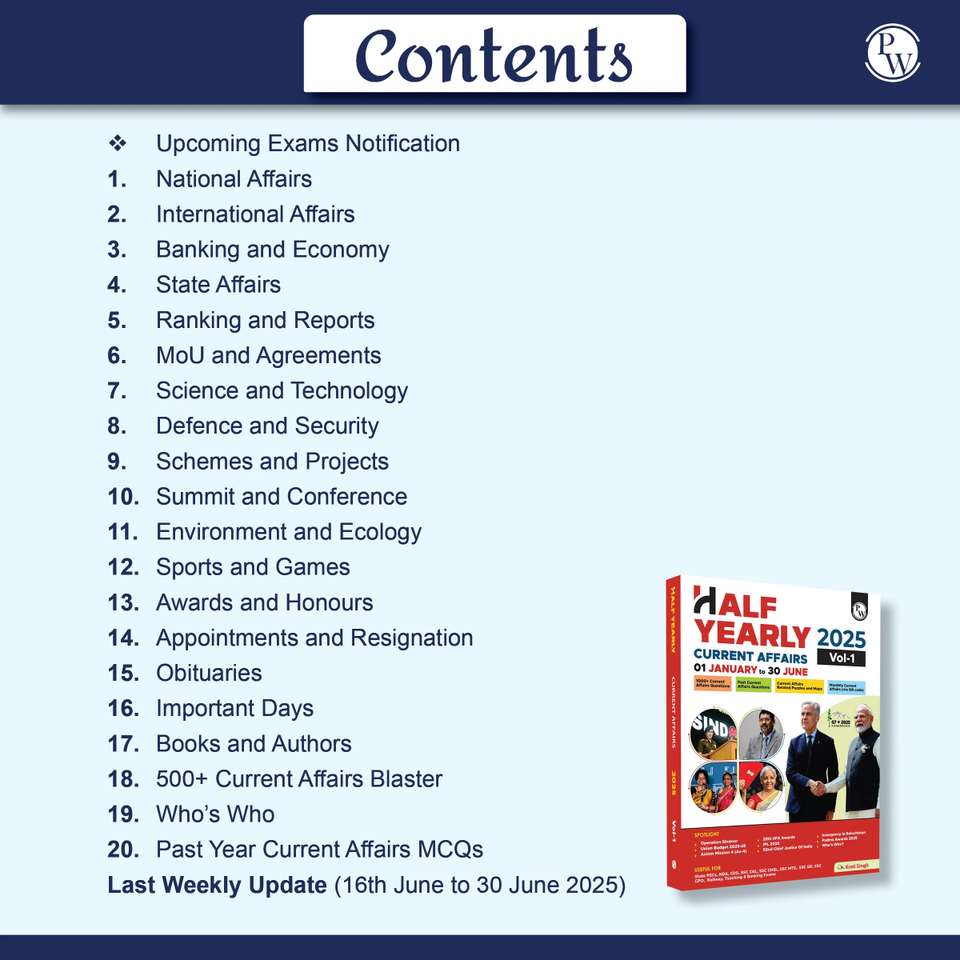 PW Half Yearly Current Affairs Magazine Vol. 1 Jan-Jun 2025 By Krati ...