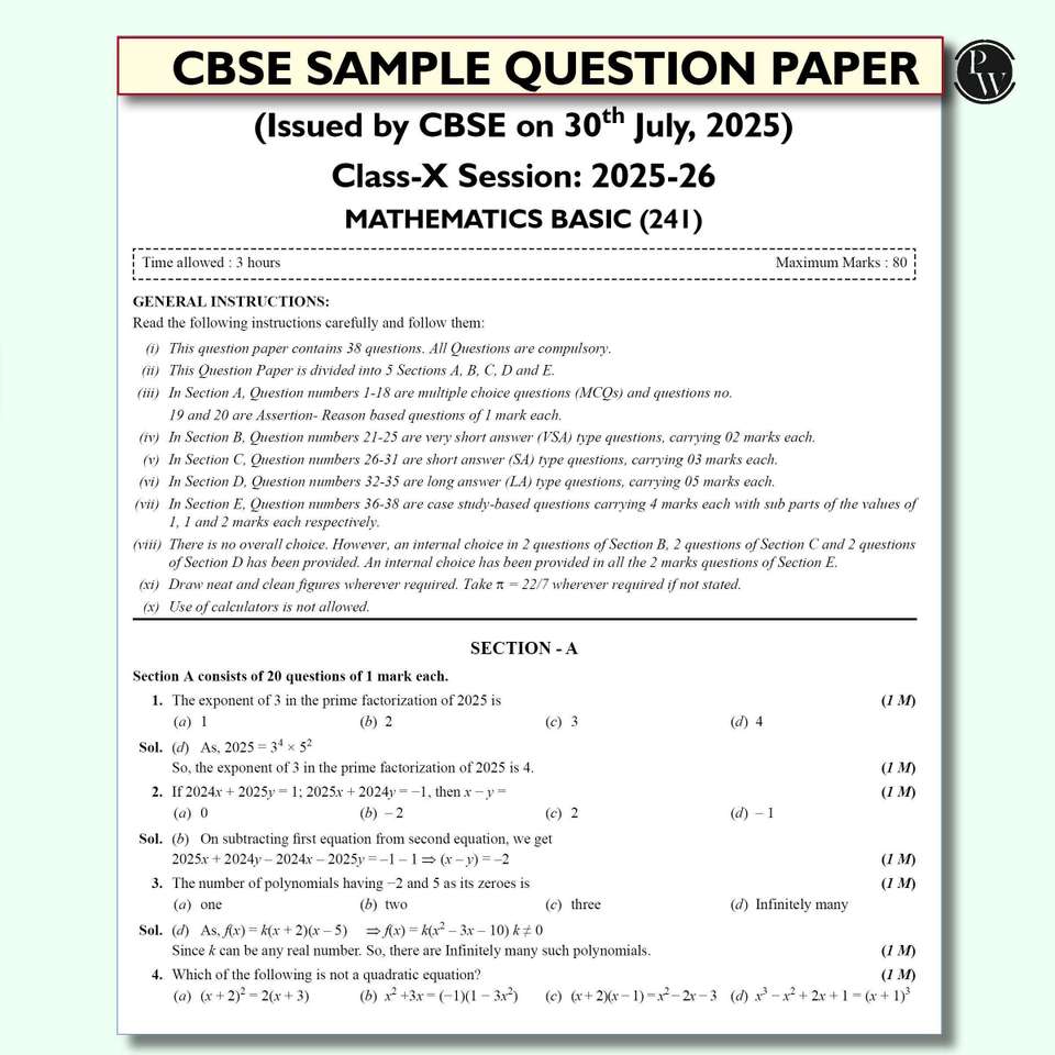 PW CBSE Class 10 Mathematics Basic 15 Sample Papers: Buy PW CBSE Class ...
