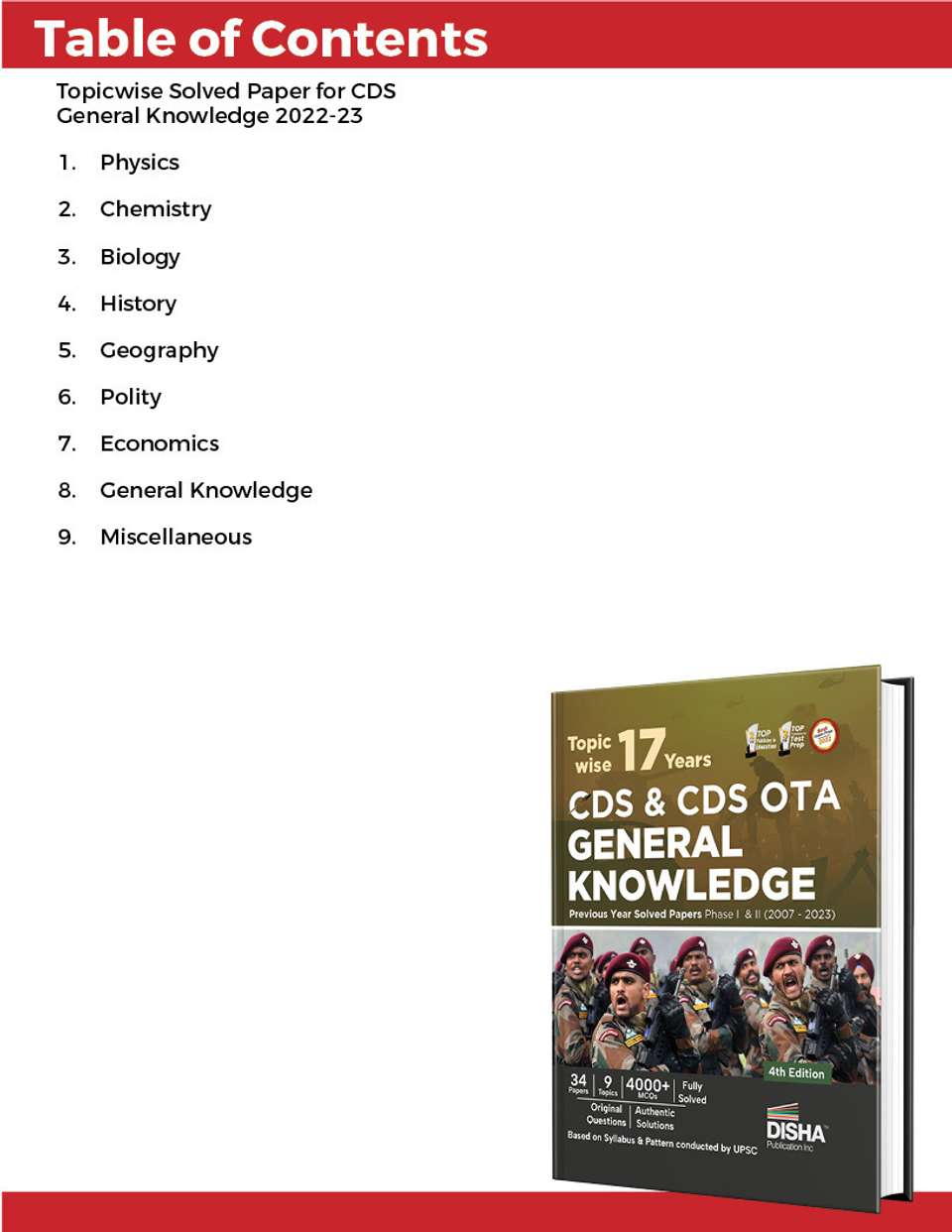 Cds & Cds Ota 16 Years General Knowledge Topic Wise Solved Papers (2007 ...