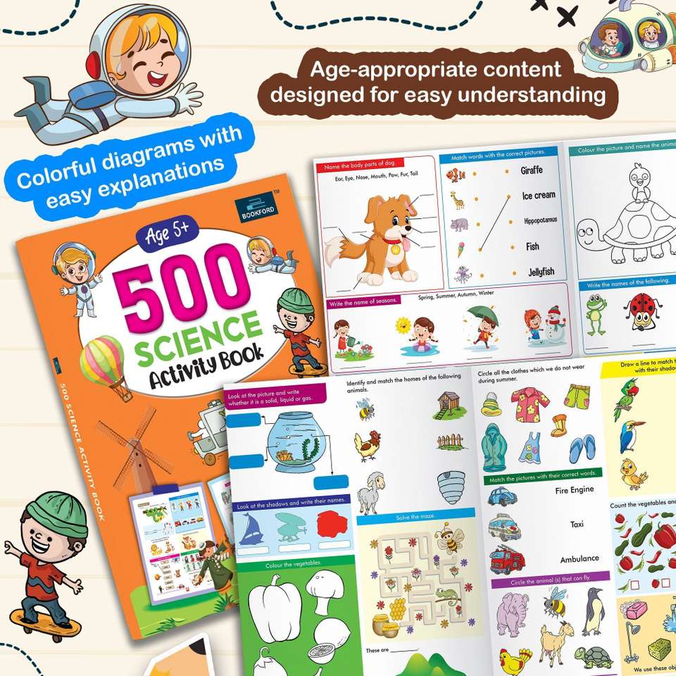500 Activity Book for Kids ( Set of 3 ) - English, Science and Math ...