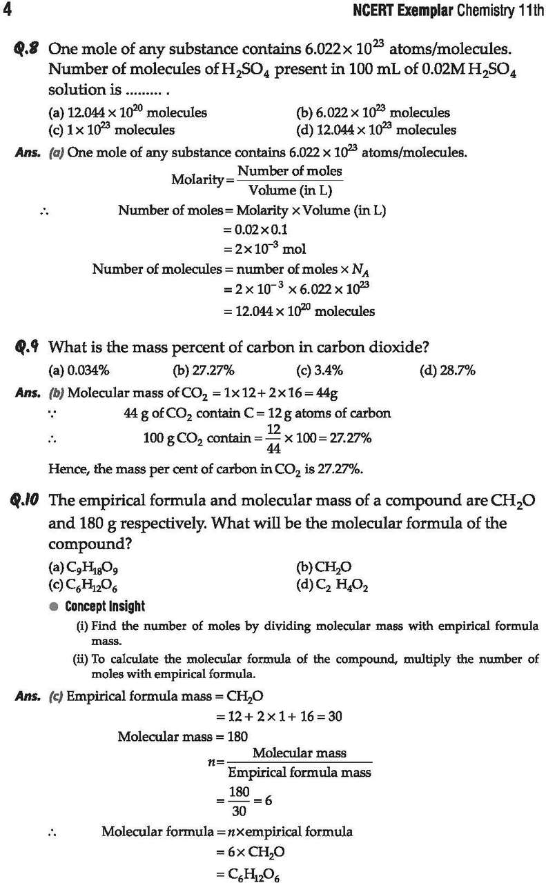 Arihant NCERT Exemplar Chemistry Class 11th Problems & Solutions with ...