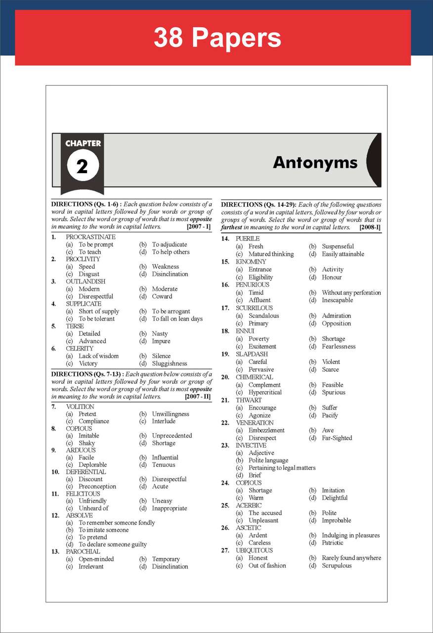 Disha 38 Previous Year CDS & CDS OTA English Topic-wise Solved Papers ...