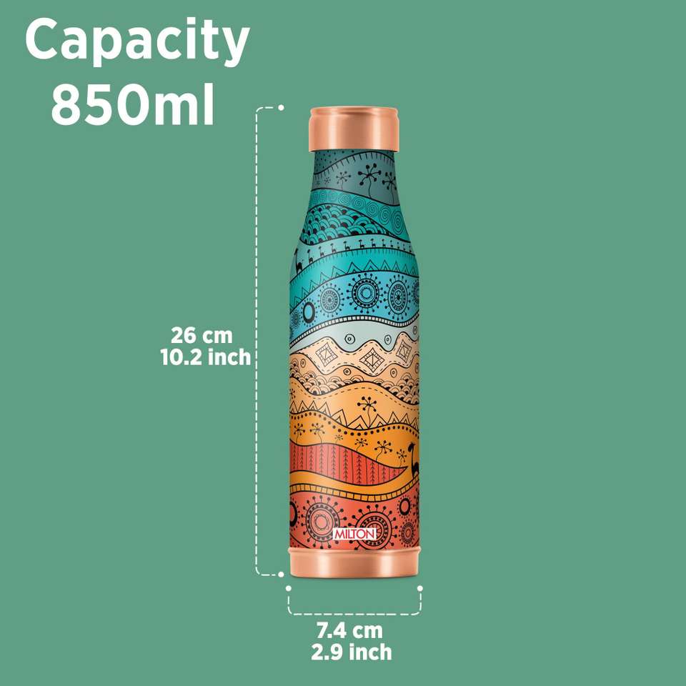 MILTON Amaya Copper Gift Set, 99.9% Pure Bottle 850ml & 2 Tumblers ...