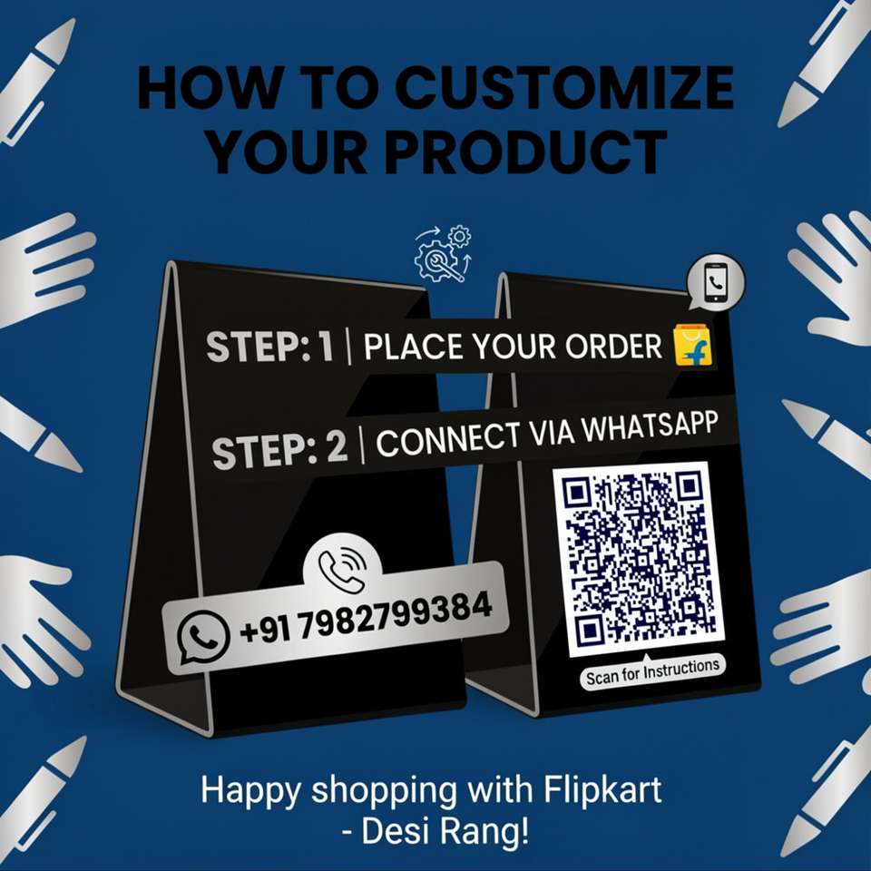 Desi Rang Personalized Dual-Sided Acrylic QR Code Stand for UPI Payment ...