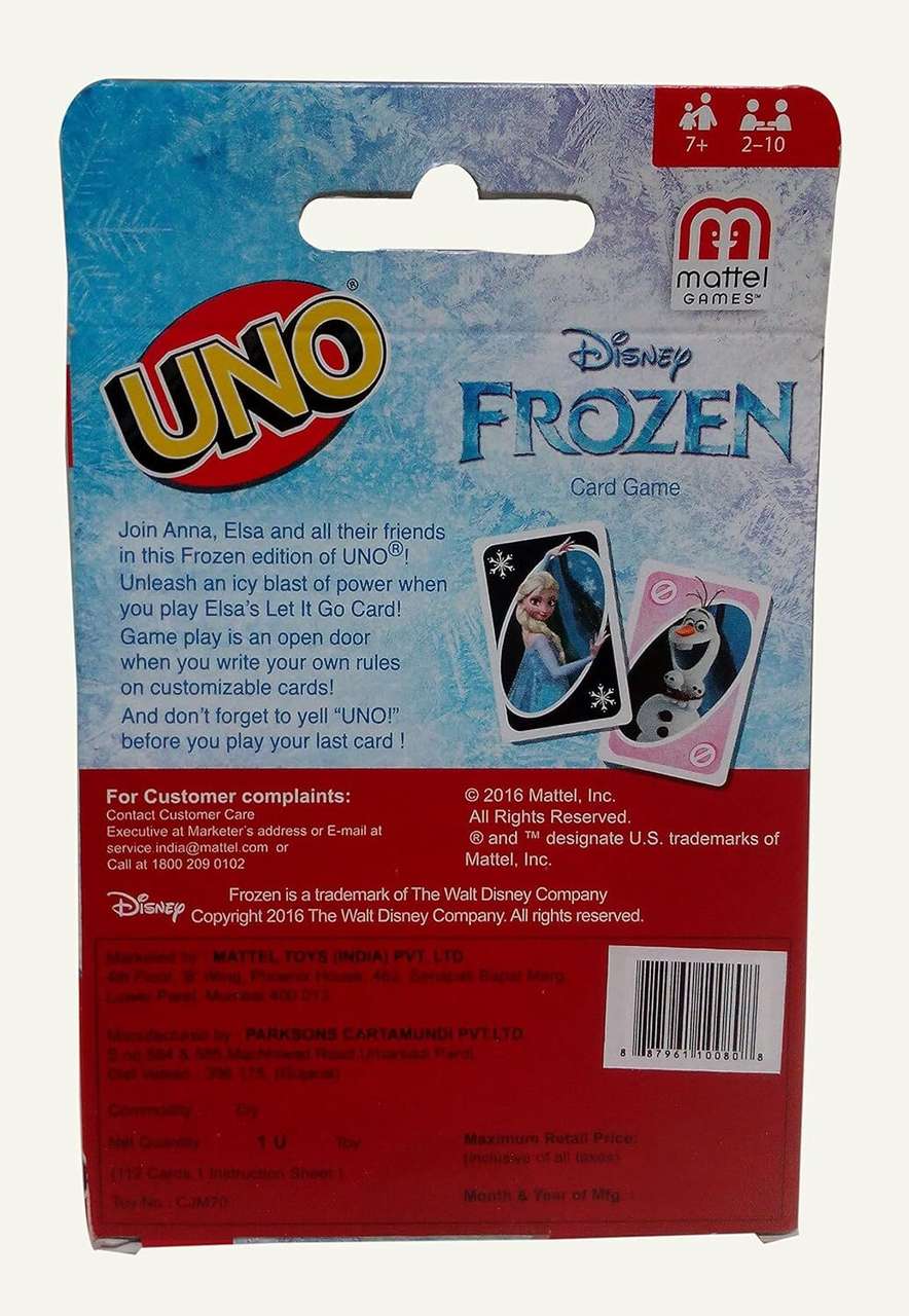 Uno Fan TMA ENTERPRISE UNO Frozen Edition – Magical Card Game for Kids & Fans ...