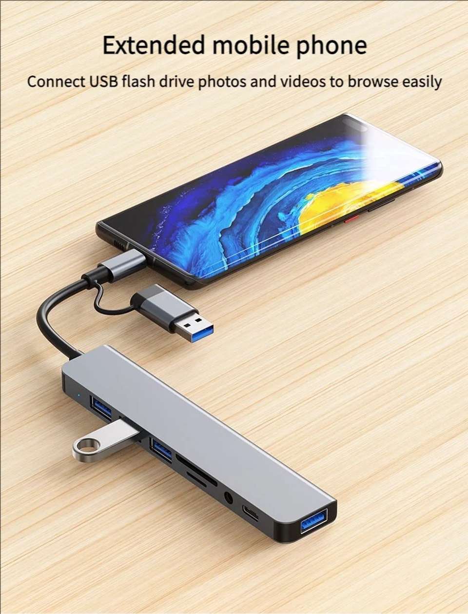 AiFit Multi USB C Hub Adapter with SD/TF Card Reader, USB 3.0 & 3.5mm ...