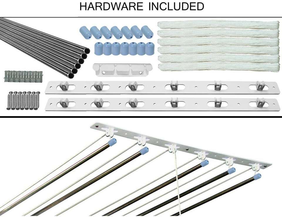 homWell Steel Ceiling Cloth Dryer Stand 6 Pipe X 6 Feet UV Protected ...