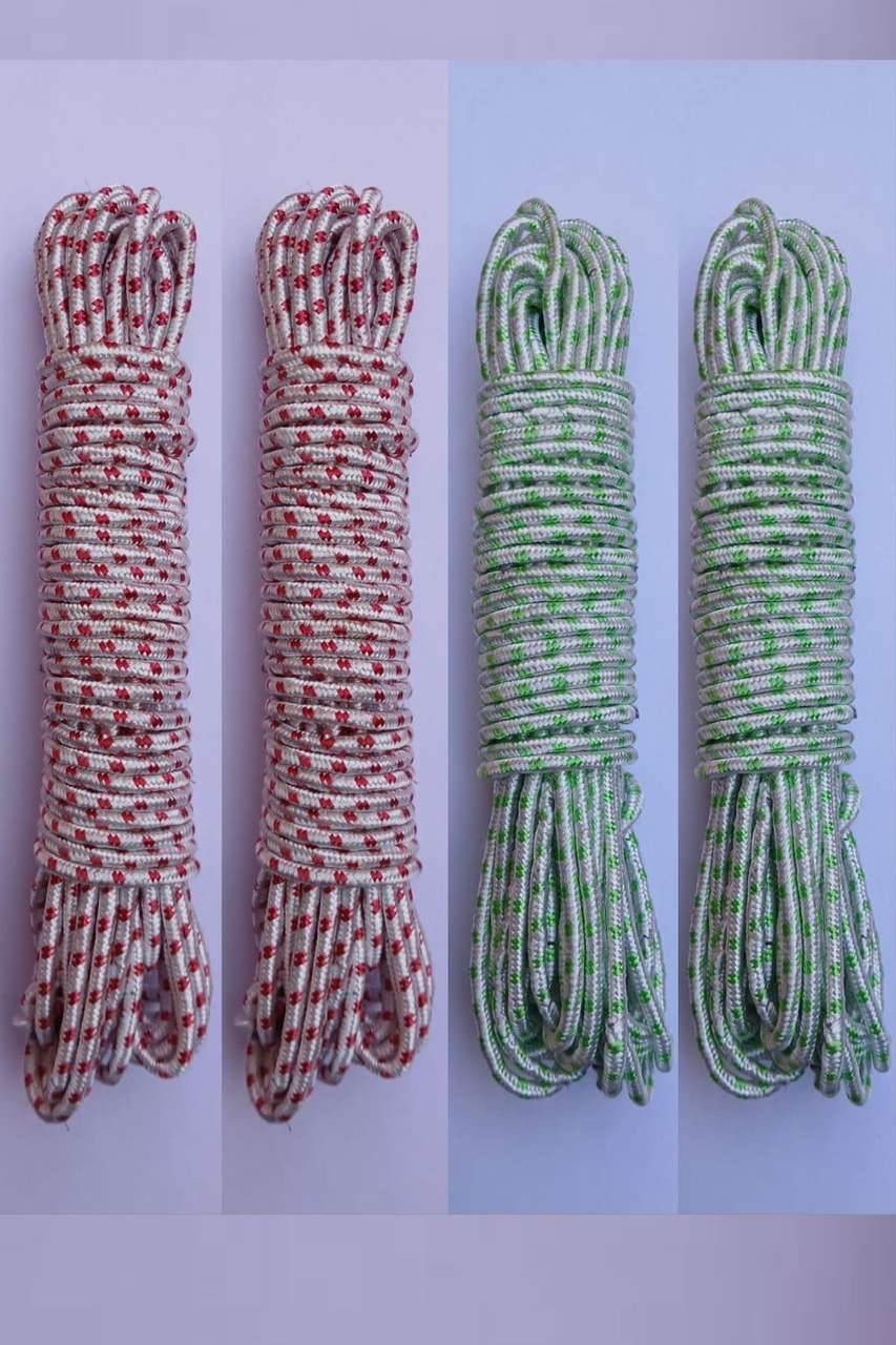 Cloth Rack Rope SAHIDA SAHIDA Premium Laundry Rope 10M x4 for Saree & Clothes (2 Red, 2 ...