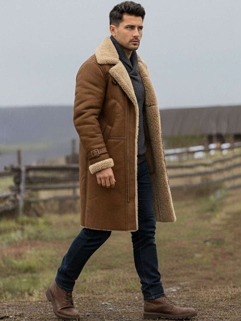 Mast & Harbour Men's Polyester Solid Coat - Image 6